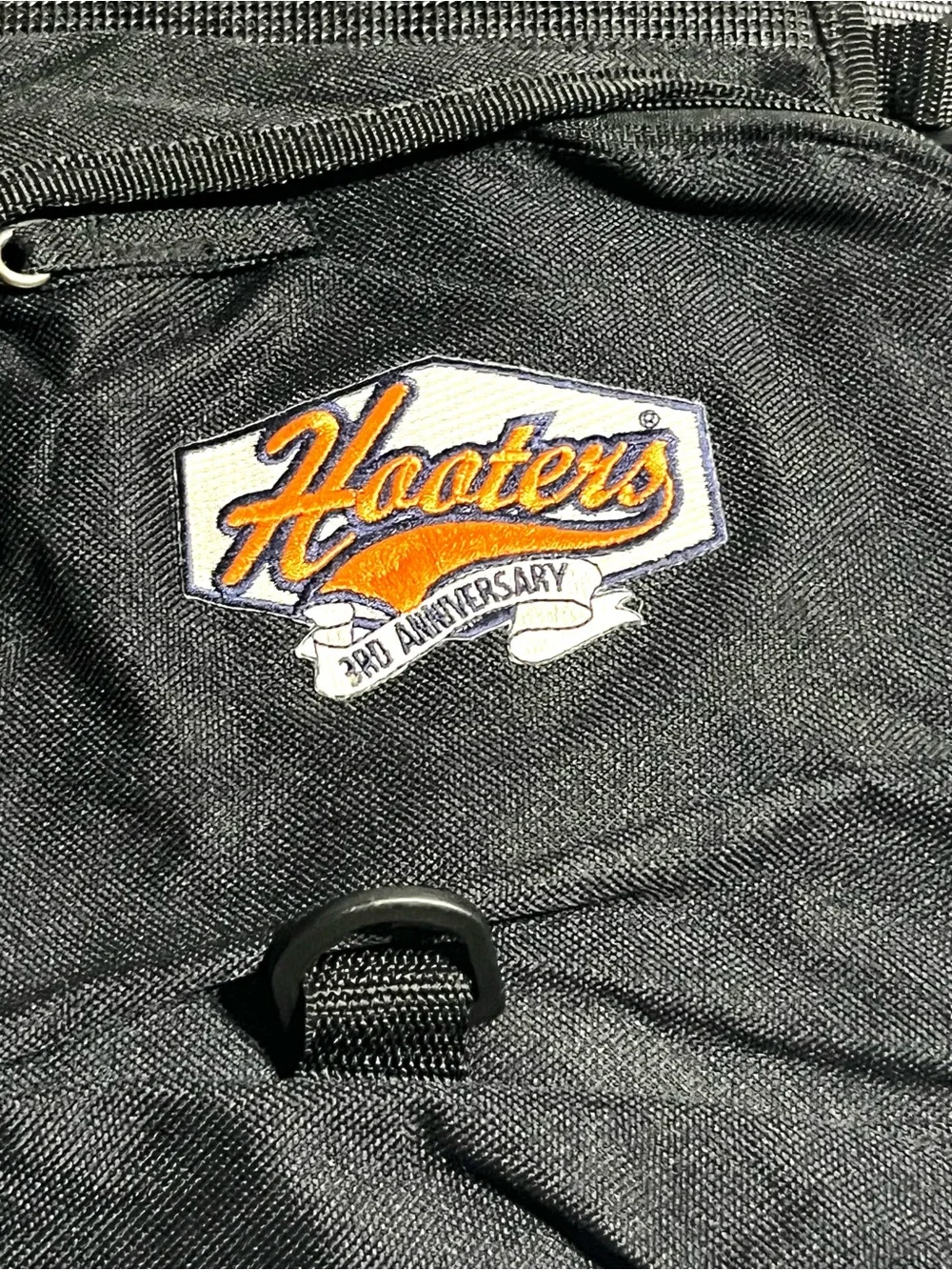 Hooters Black Gray Backpack with Orange Logo Patch